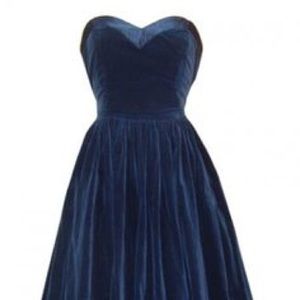 Blue velvet evening dress